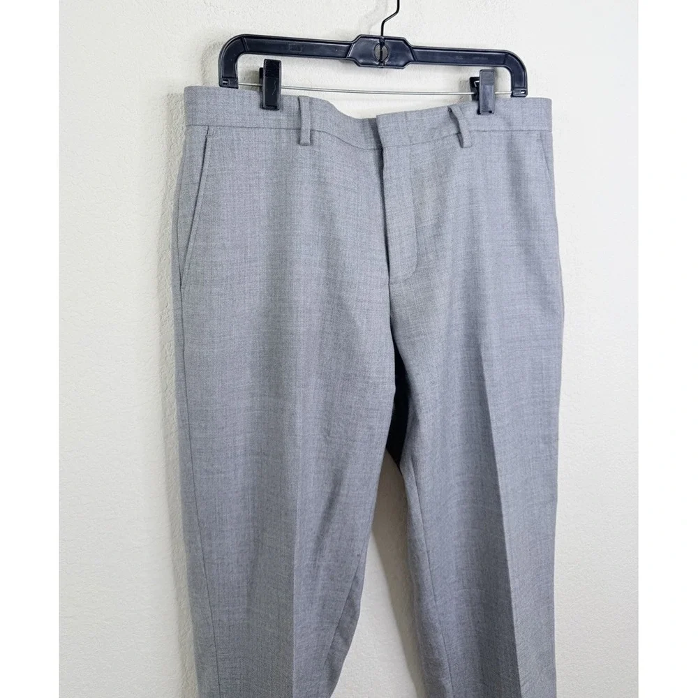 J.Crew Bowery Dress Pants‎ Gray Wool Slim Fit W34 L32 Tailored Flat Front Preppy